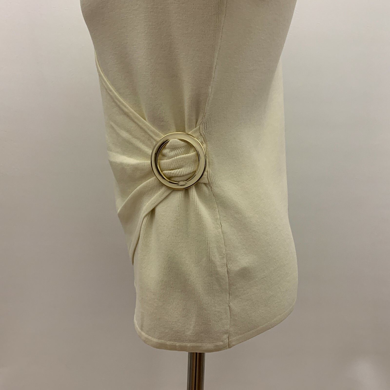 Joseph A Women's Knit Top Medium Ivory Cream Faux Wrap Nwt — image 3 of 8